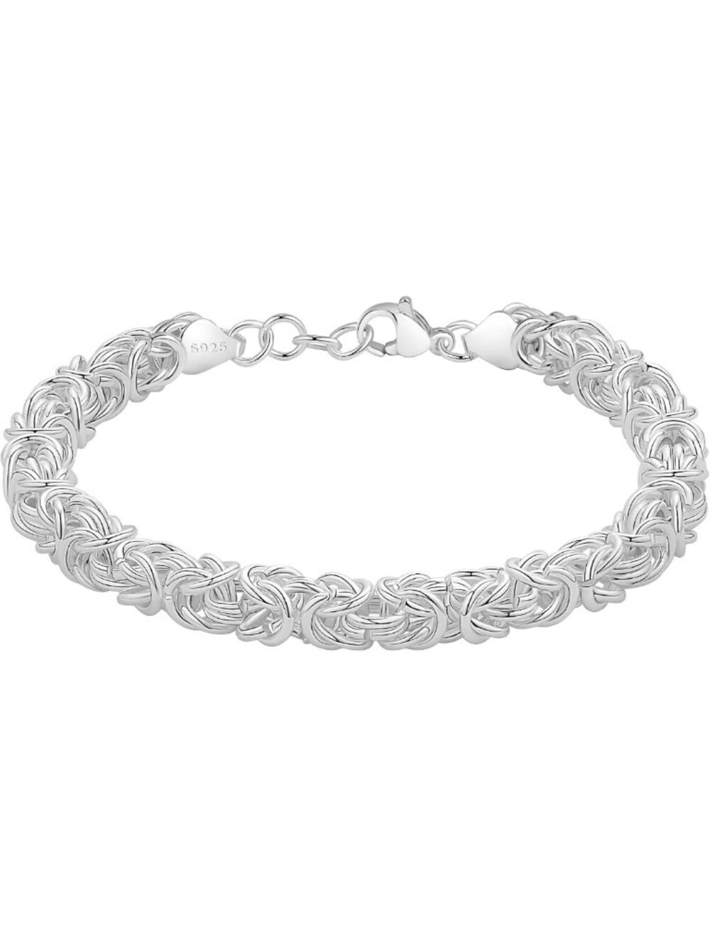 Chunky 925 Sterling Silver Byzantine Bracelet - Handmade Jewelry Gift for Her